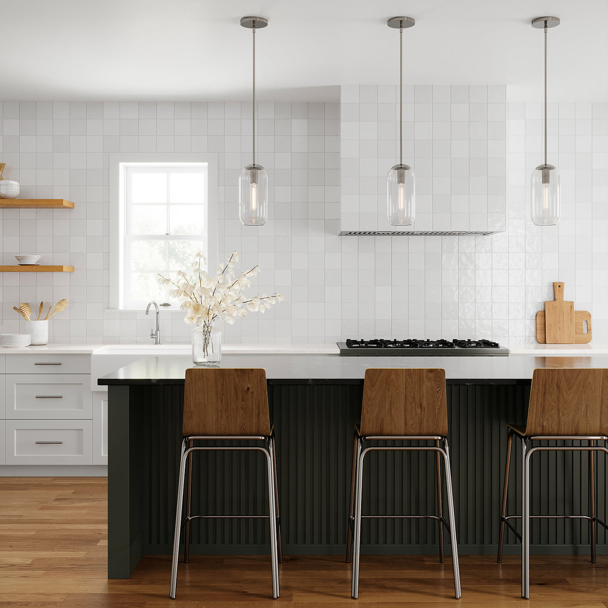 Liv 11" Clear Capsule Pendant, Polished Nickel