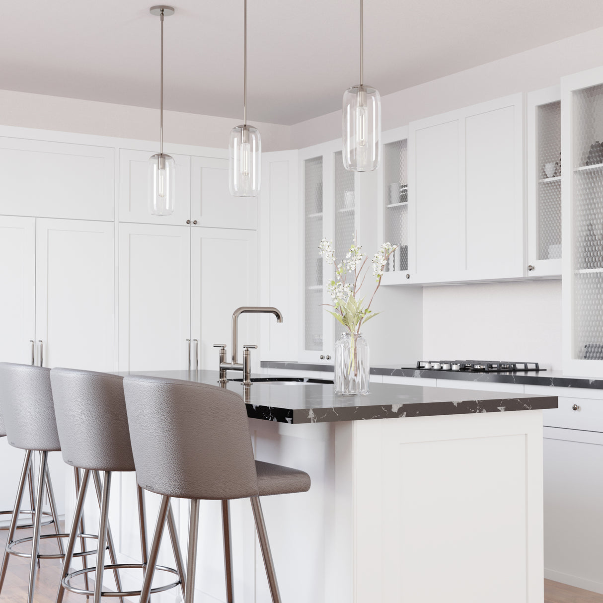 Liv 11" Clear Capsule Pendant, Polished Nickel