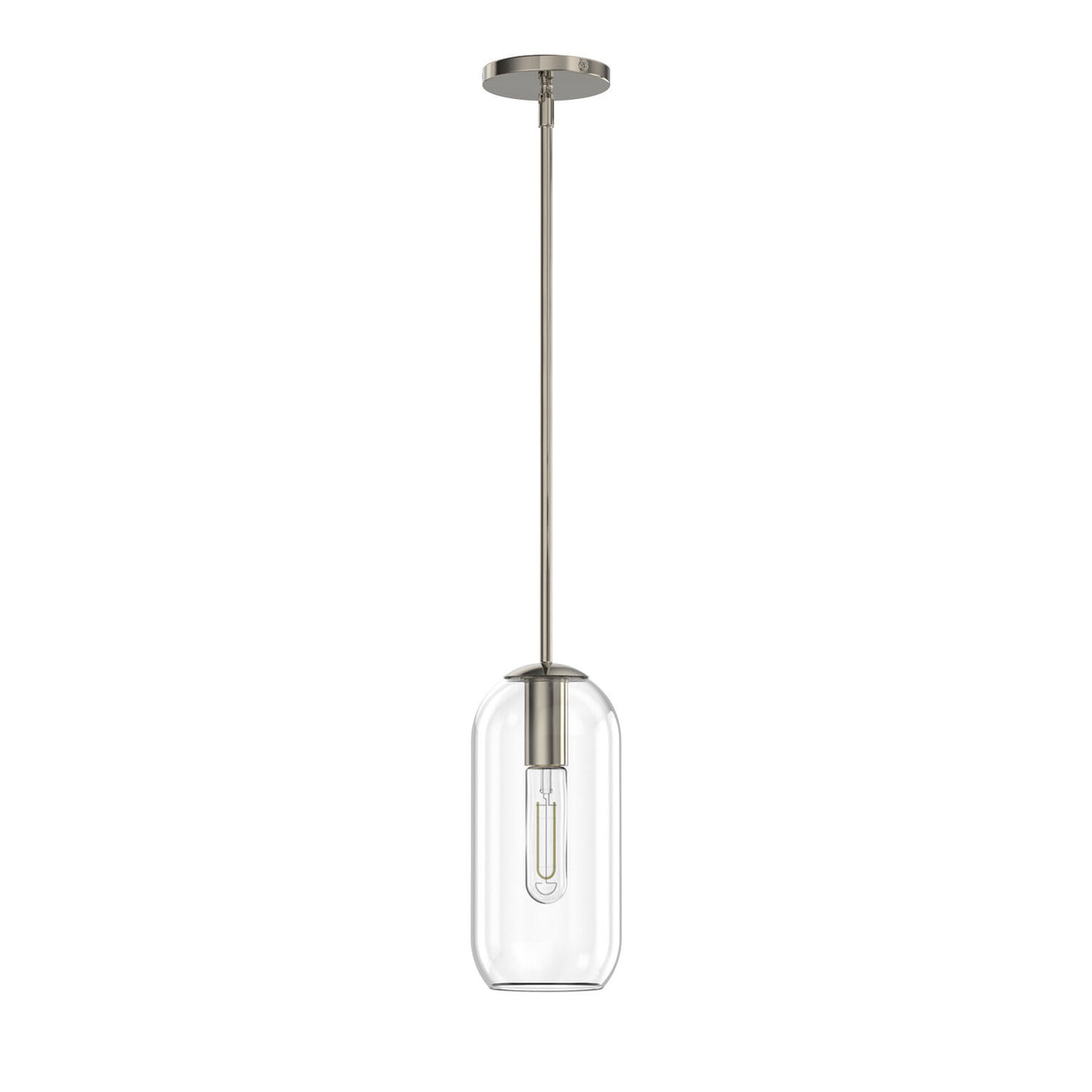 Liv 5.5" Clear Capsule Pendant, Polished Nickel