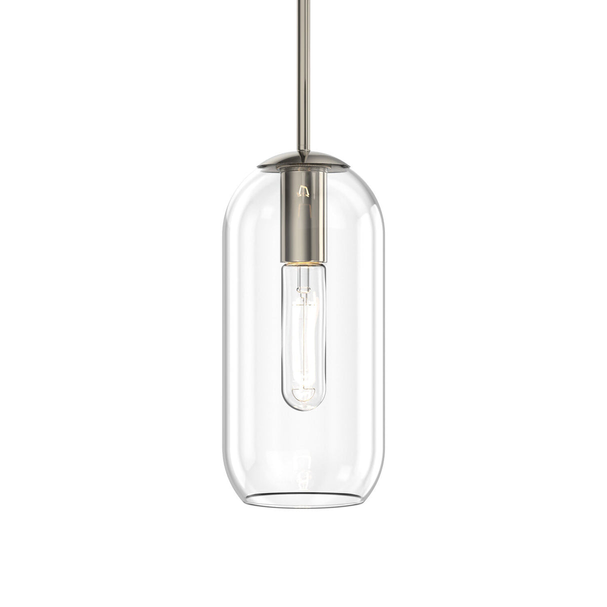 Liv 5.5" Clear Capsule Pendant, Polished Nickel