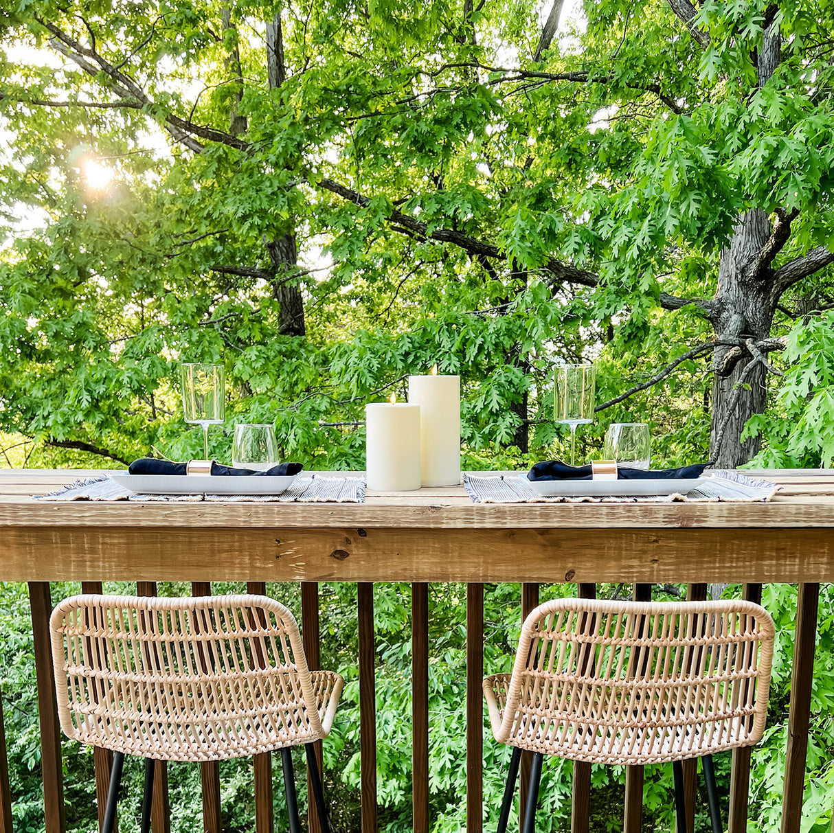 Infinity Wick Outdoor Ivory Pillar Candles, 4" Multipack, Set of 2