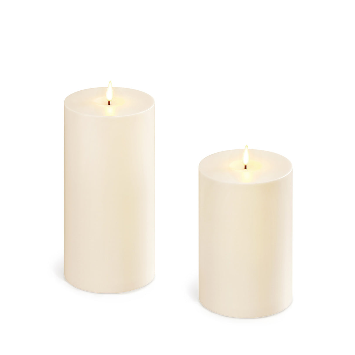 Infinity Wick Outdoor Ivory Pillar Candles, 4" Multipack, Set of 2
