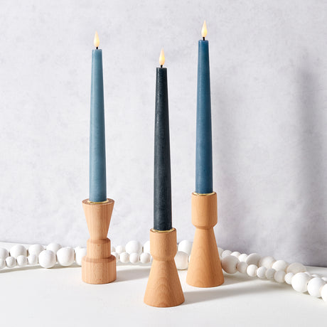 Infinity Wick Gradient Blues, Distressed 9" Taper Candles, Set of 3