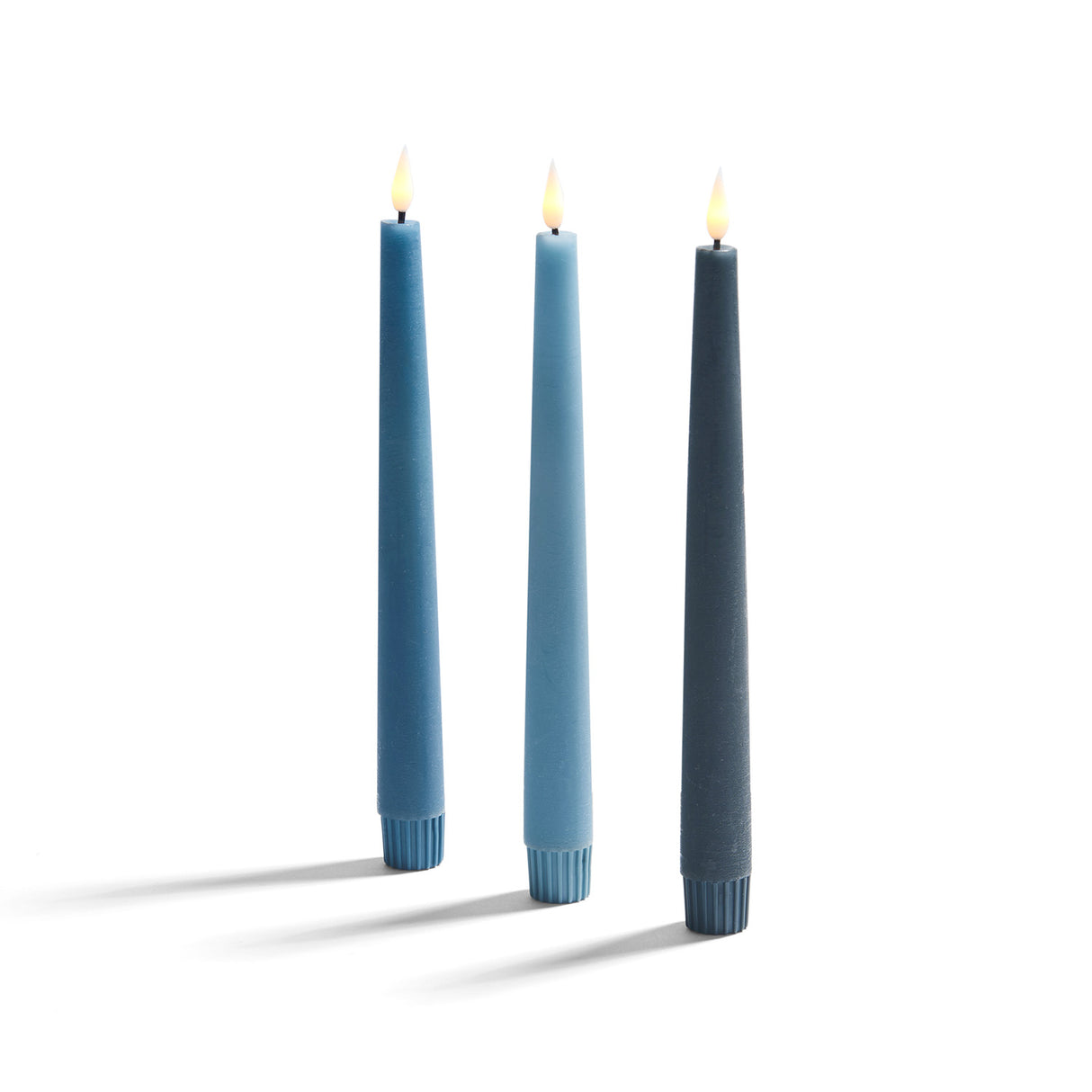 Infinity Wick Gradient Blues, Distressed 9" Taper Candles, Set of 3