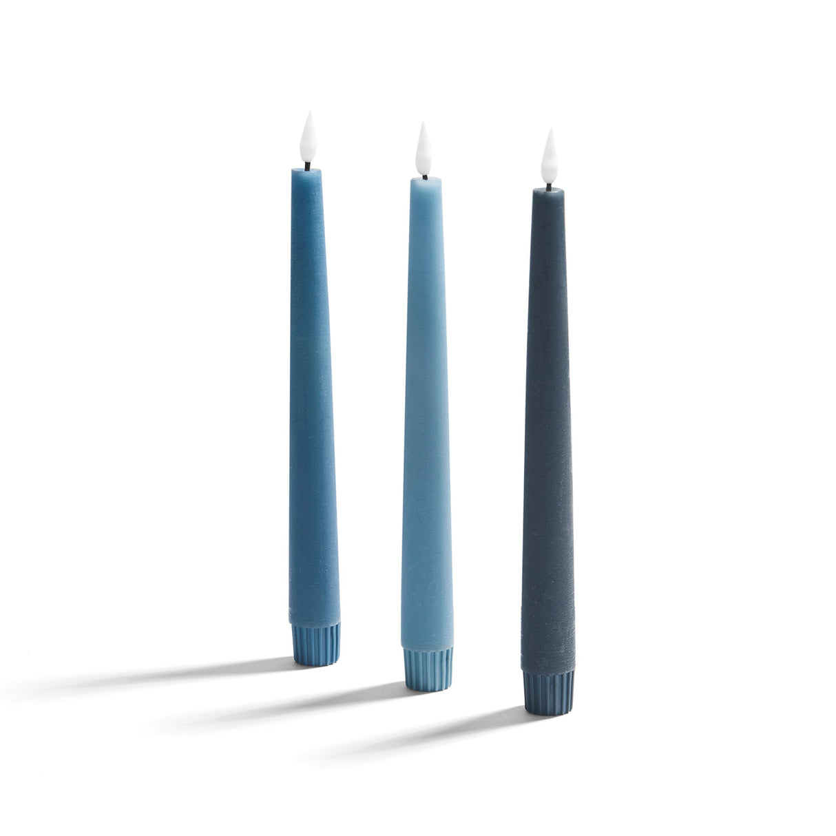 Infinity Wick Gradient Blues, Distressed 9" Taper Candles, Set of 3