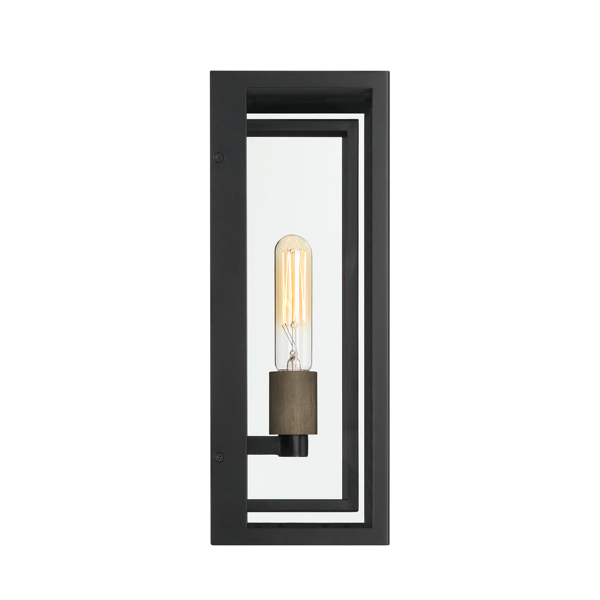 Open Box Jaxon Outdoor Wall Light, Matte Black with Brass Accents