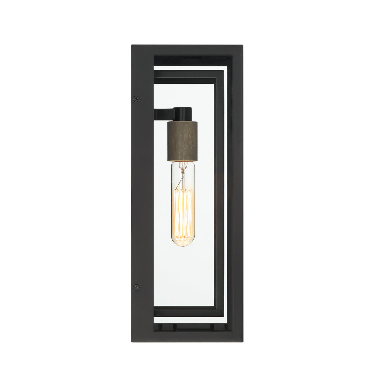 Open Box Jaxon Outdoor Wall Light, Matte Black with Brass Accents