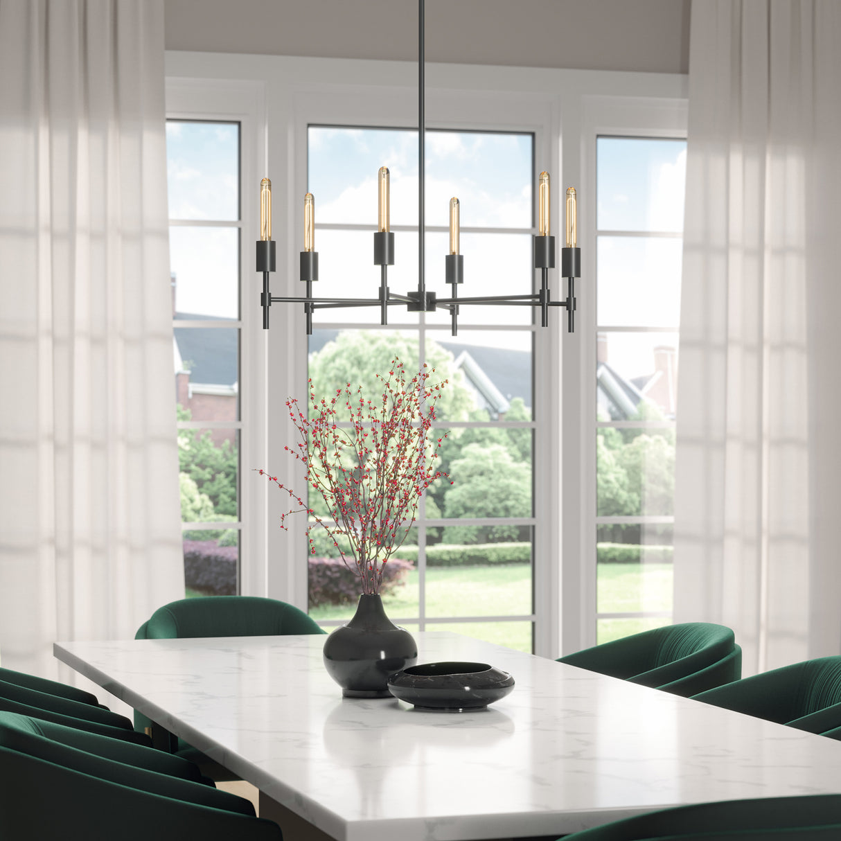 Prospect 6-Light Round Chandelier 26", Matte Black