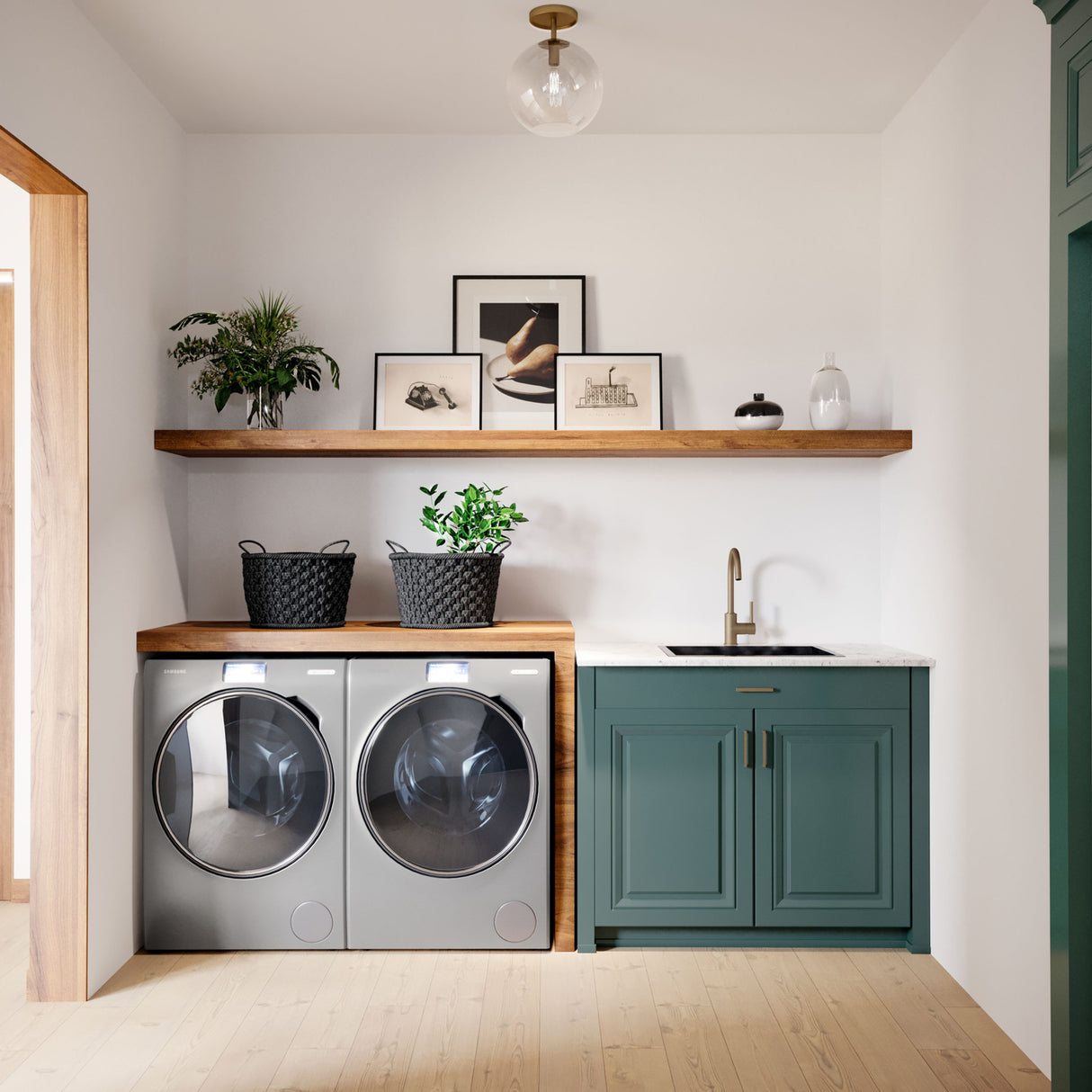 Aria 10" Flush Mount, Satin Brass with Clear Glass