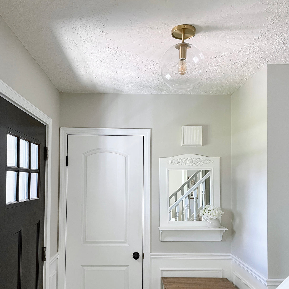 Aria 10" Flush Mount, Satin Brass with Clear Glass