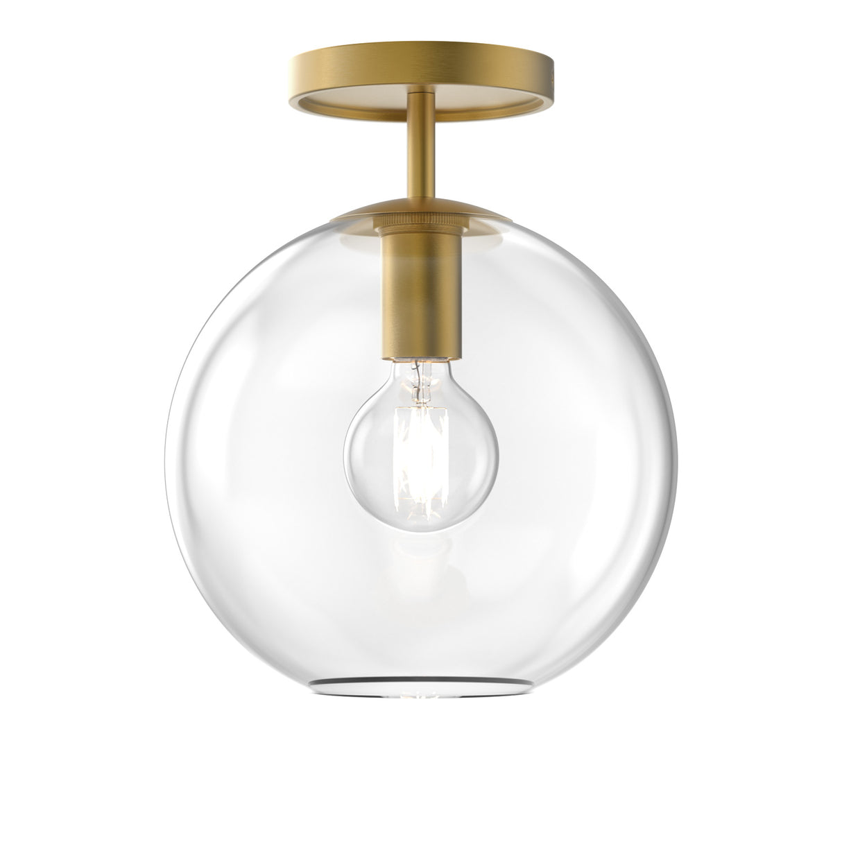 Aria 10" Flush Mount, Satin Brass with Clear Glass