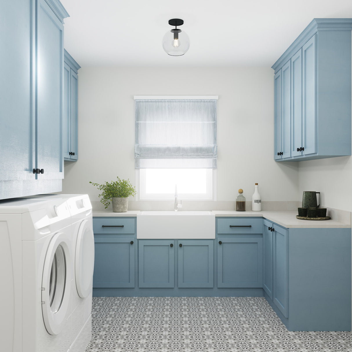 Aria 10" Flush Mount, Matte Black with Clear Glass