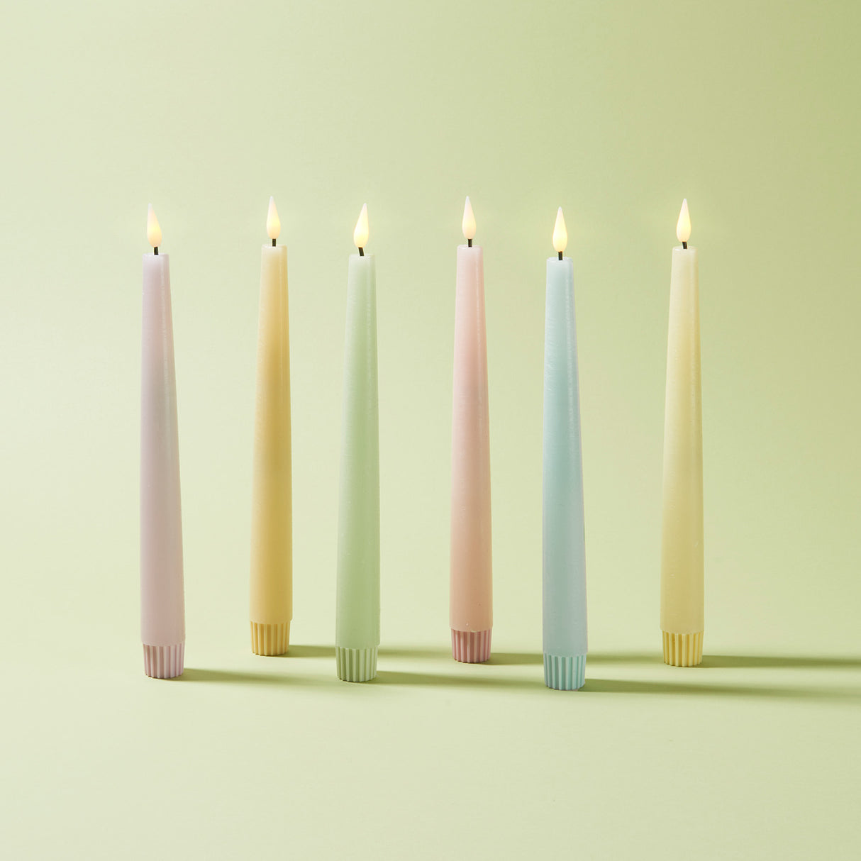Infinity Wick Pastel Distressed 9" Taper Candles, Multipack, Set of 6