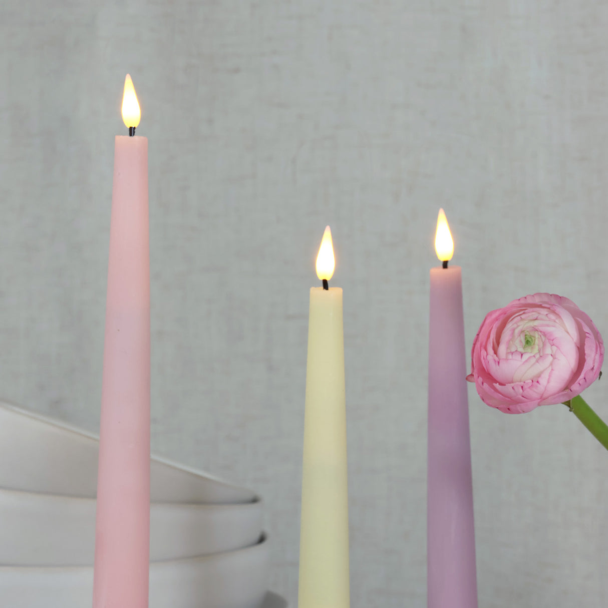 Infinity Wick Pastel Distressed 9" Taper Candles, Multipack, Set of 6