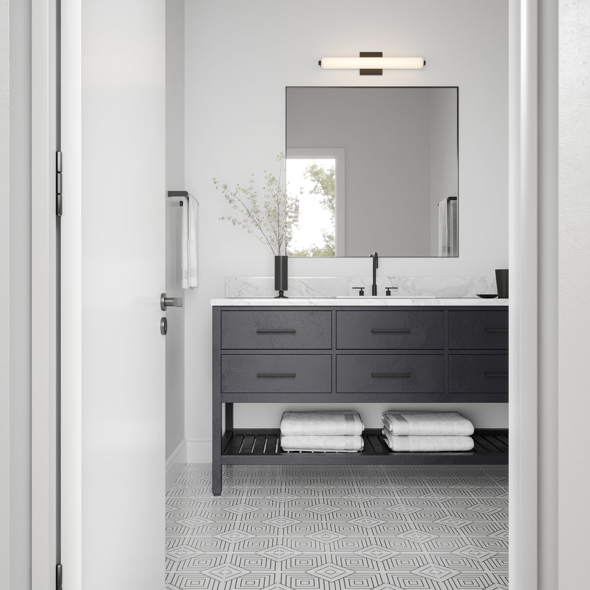 Open Box Ronan 24" Opal Glass LED Vanity Light, Matte Black