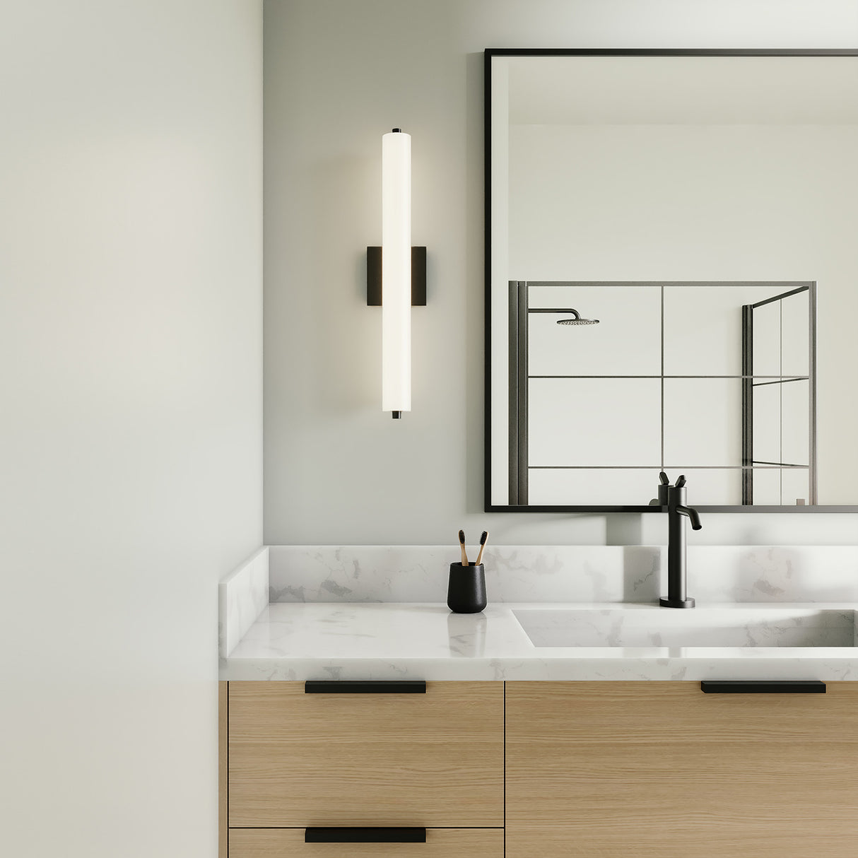 Open Box Ronan 24" Opal Glass LED Vanity Light, Matte Black