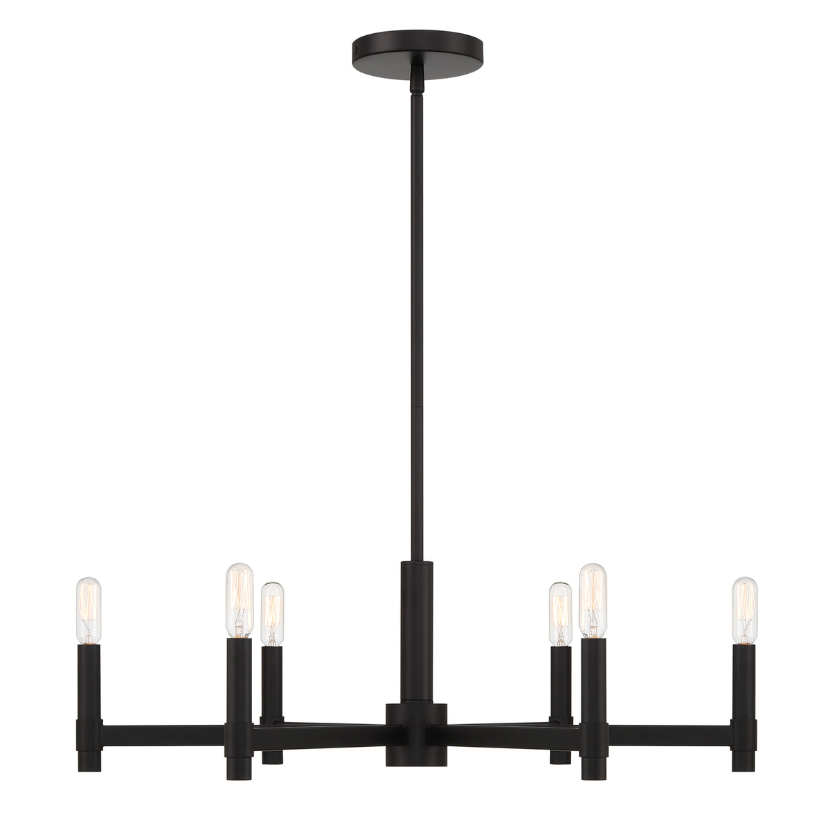 Carson 6 Light 26" Modern Chandelier, Matte Black