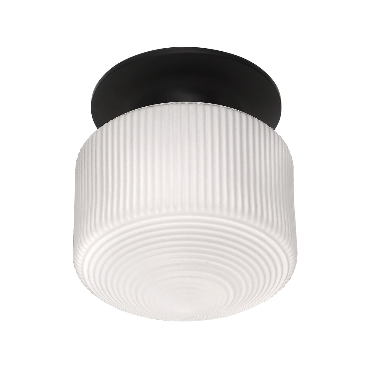 Jules Glass Flush Mount 10", Matte Black with Opal Glass