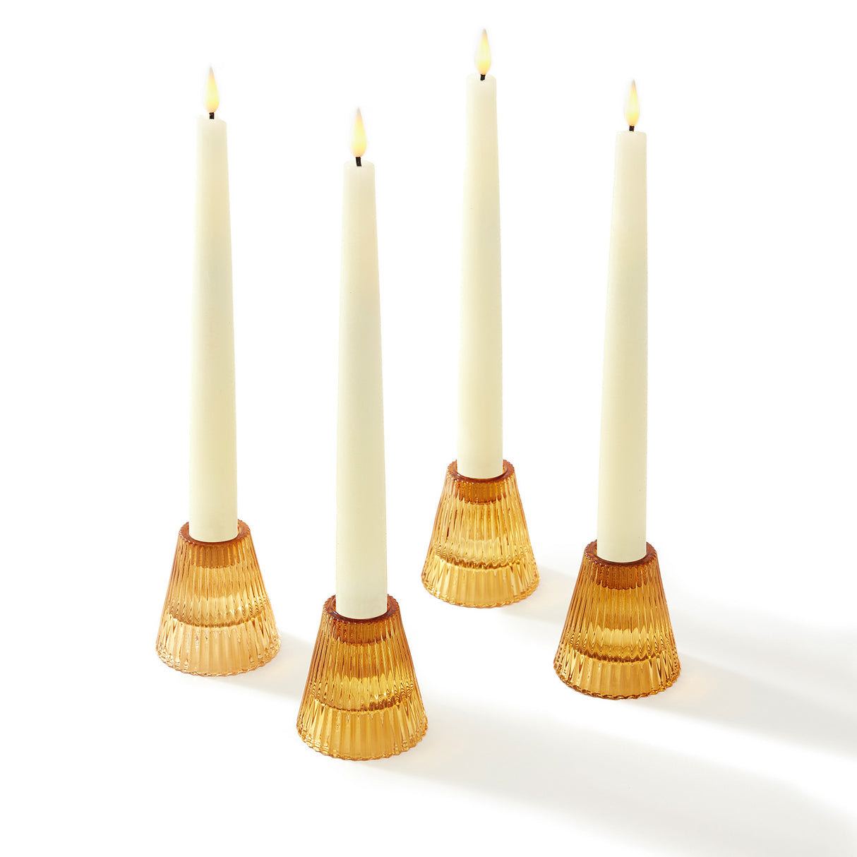 Lucida Reversible Amber Candle Holders, Set of 4