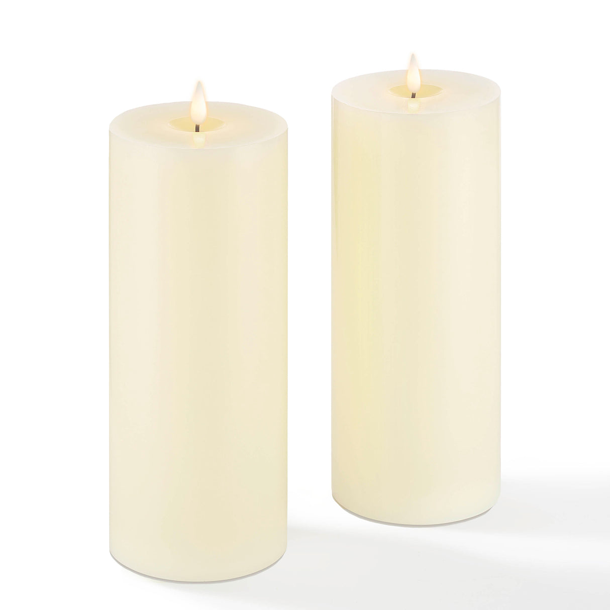 Infinity Wick Ivory 4x10" Pillar Candles, Set of 2