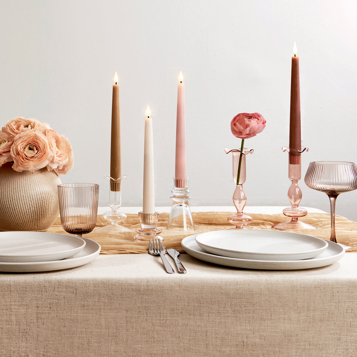 Infinity Wick Pastel Pink 9" Taper Candles, Set of 4