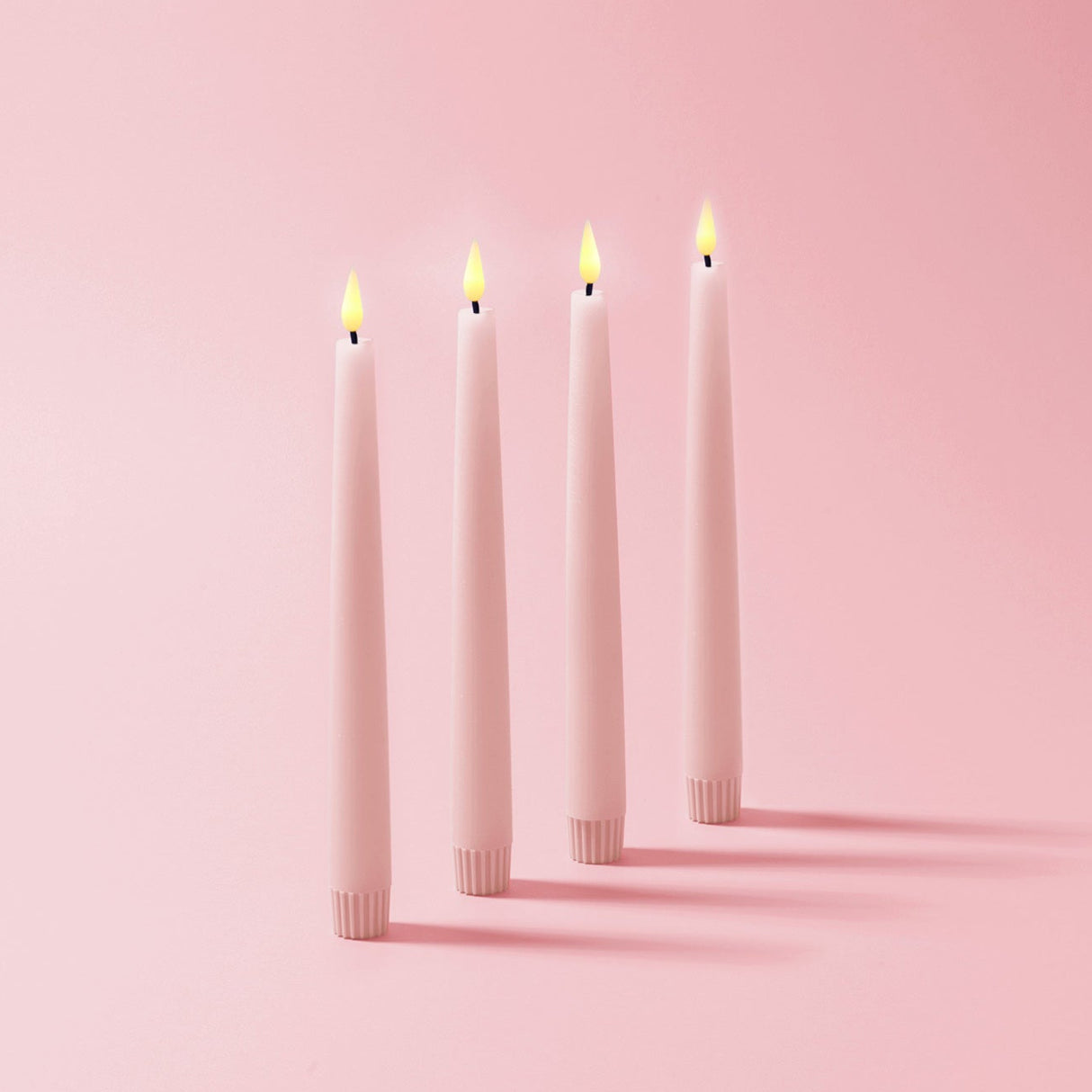 Infinity Wick Pastel Pink 9" Taper Candles, Set of 4