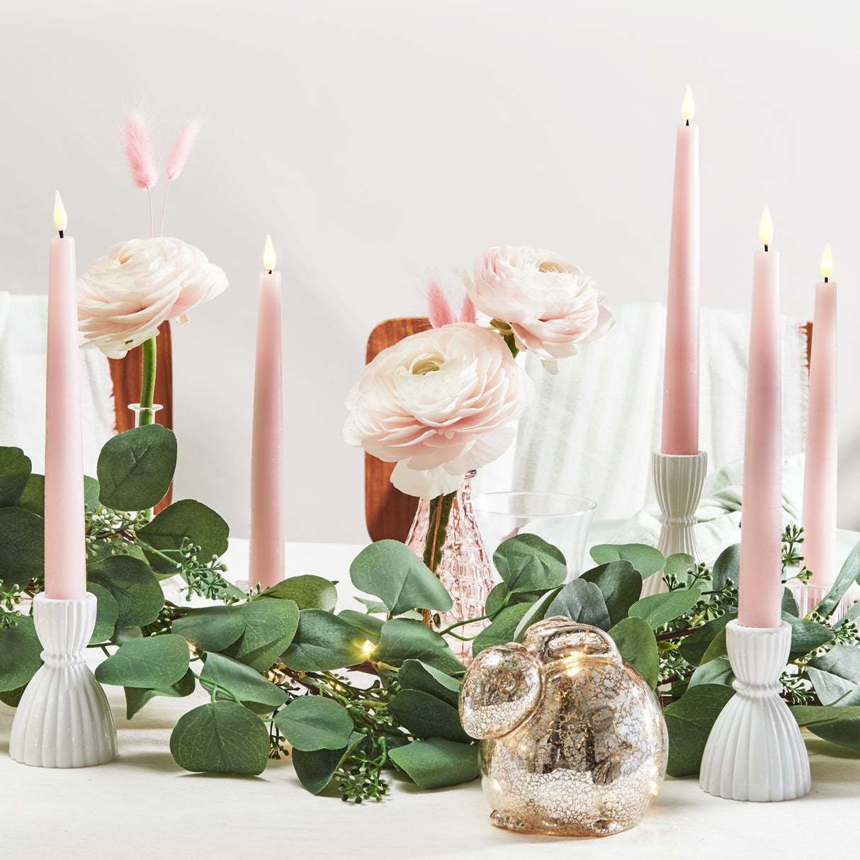 Infinity Wick Pastel Pink 9" Taper Candles, Set of 4