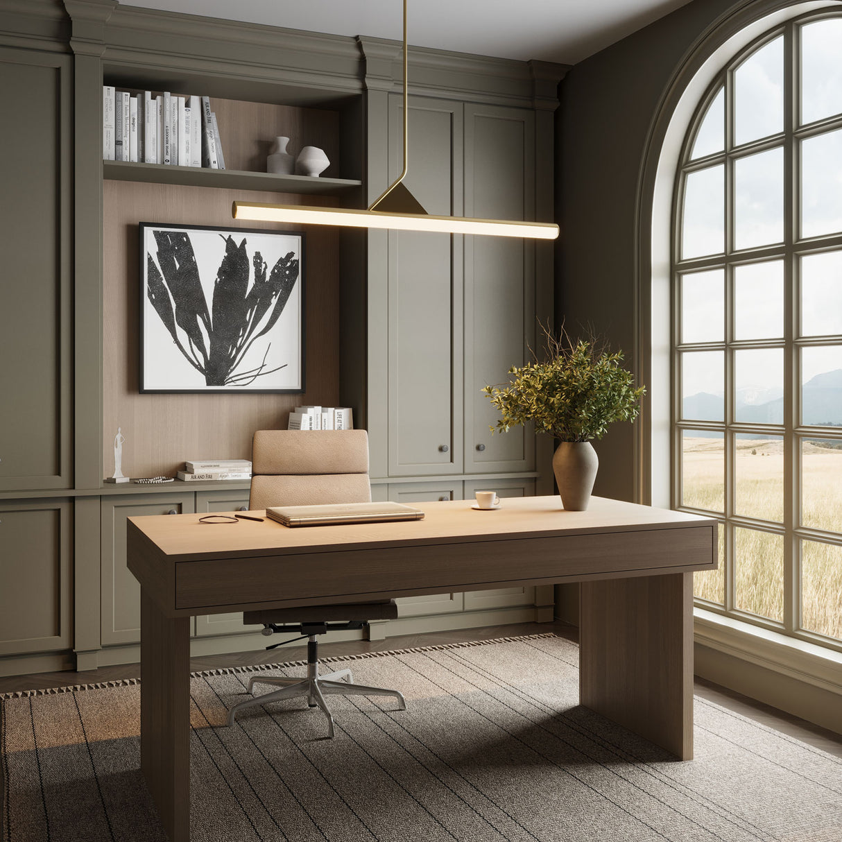 Argo Linear LED Pendant 45", Satin Brass