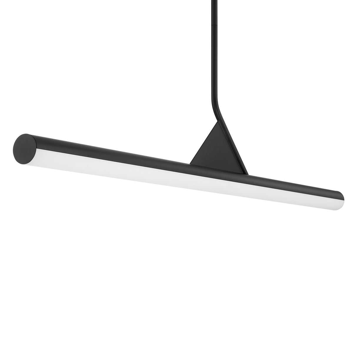 Argo 45" Linear LED Pendant, Matte Black, Dimmable Integrated LED Light, close-up detail light off