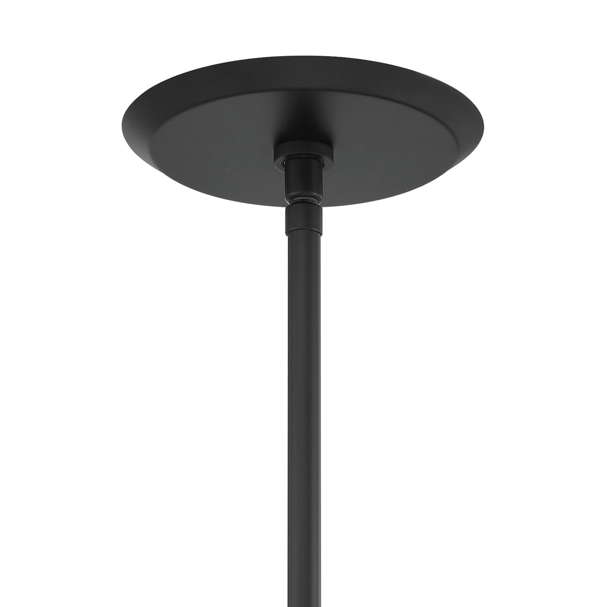 Argo 45" Linear LED Pendant, Matte Black, Dimmable Integrated LED Light, canopy detail, adjustable height with integrated swivel adapter