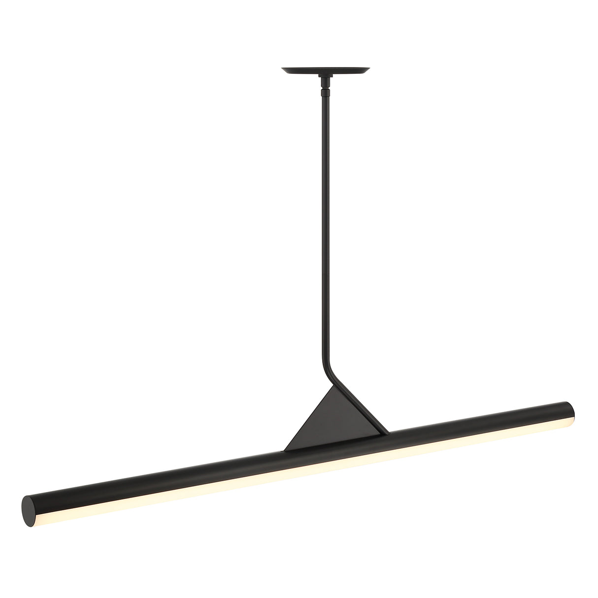 Argo 45" Linear LED Pendant, Matte Black, Dimmable Integrated LED Light, three-quarter view