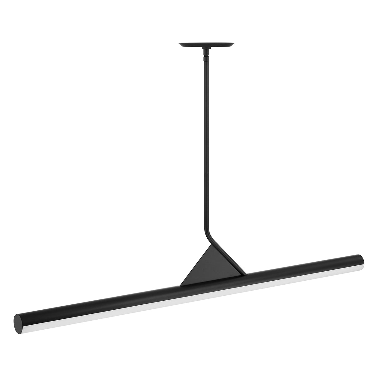 Argo 45" Linear LED Pendant, Matte Black, Dimmable Integrated LED Light, three-quarter view light off