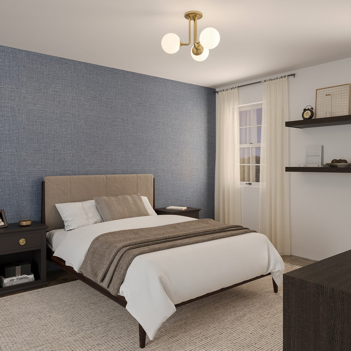 Open Box Castell 3 Globe LED Semi-Flush, Aged Brass