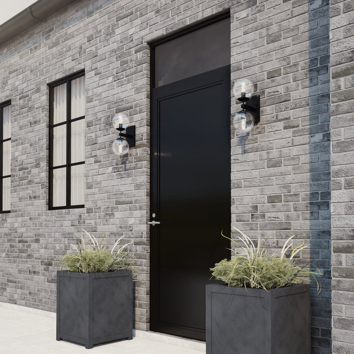 Open Box Ezra Outdoor 2-Light Wall Sconce, Matte Black