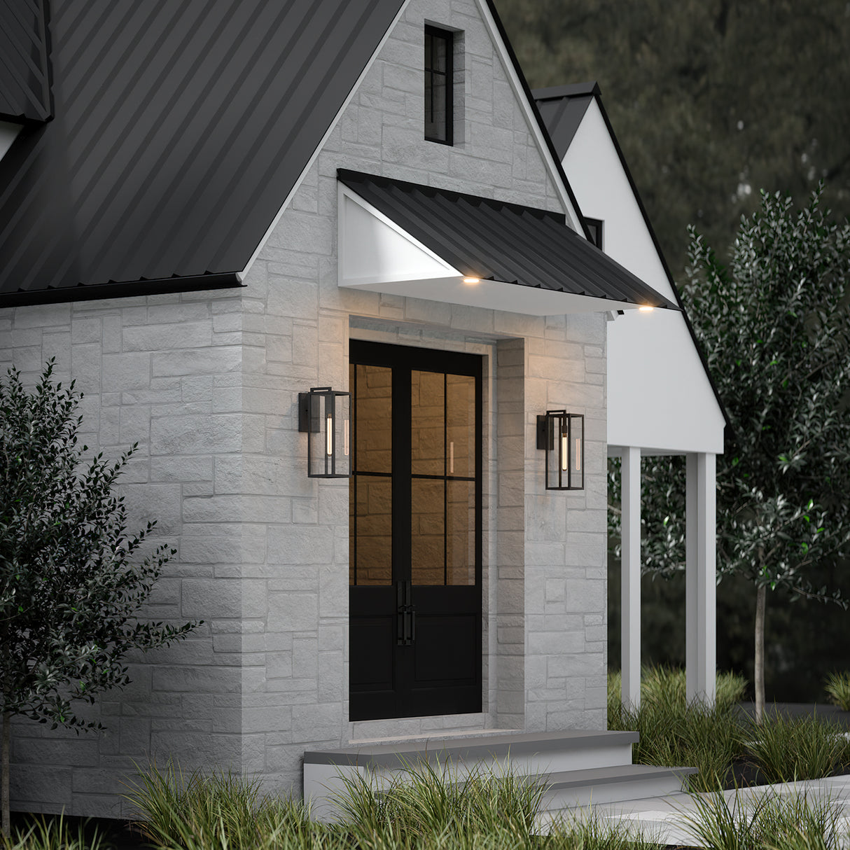 Sam Outdoor Wall Light, Large 24", Black