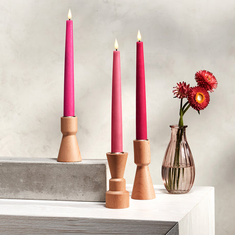 Infinity Wick Gradient Pinks Distressed 9" Taper Candles, Set of 3