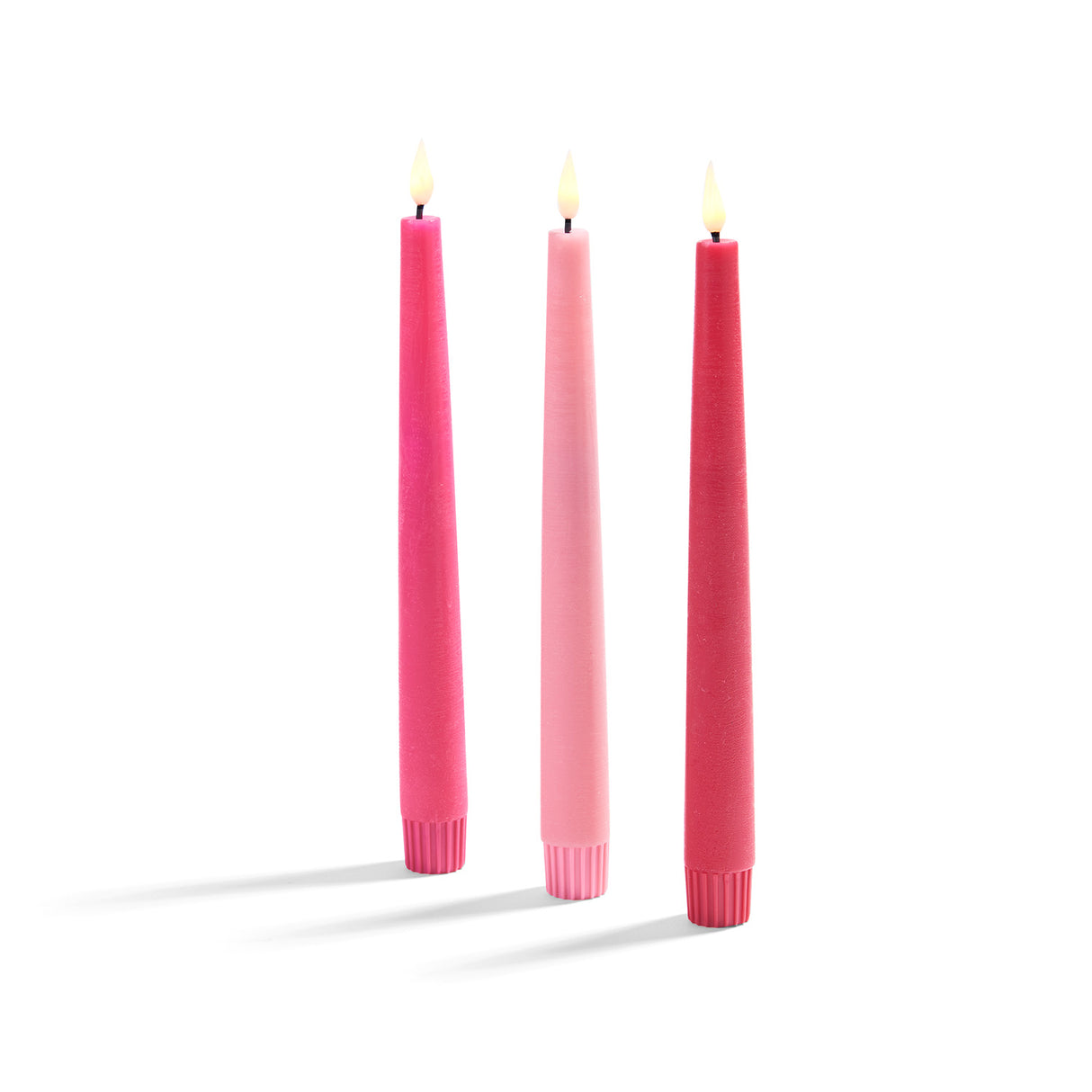 Infinity Wick Gradient Pinks Distressed 9" Taper Candles, Set of 3