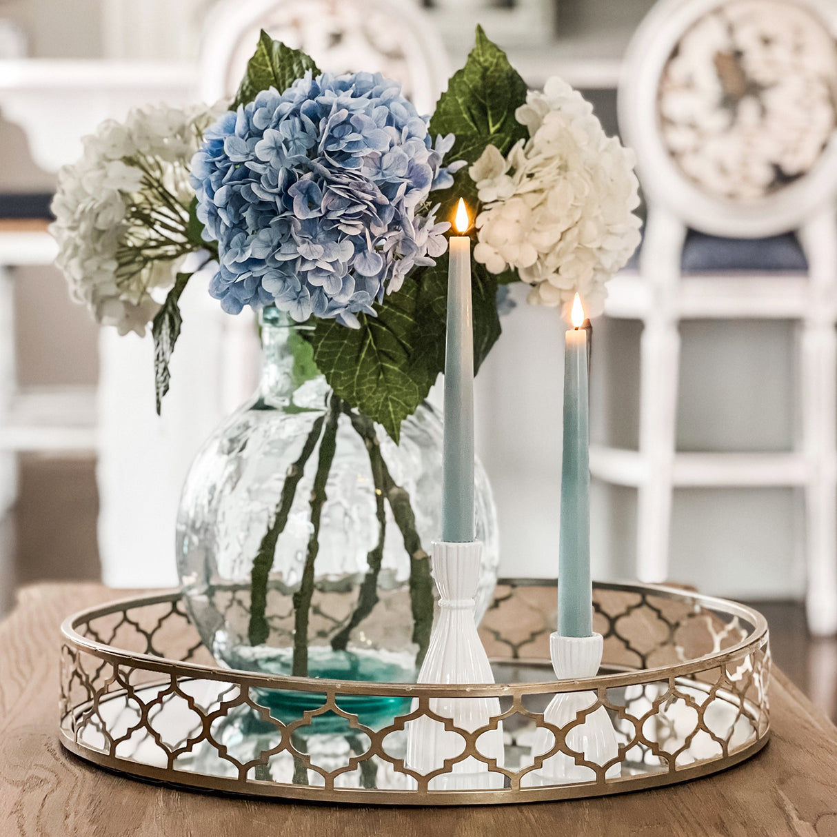 Infinity Wick Pastel Blue 9" Taper Candles, Set of 4