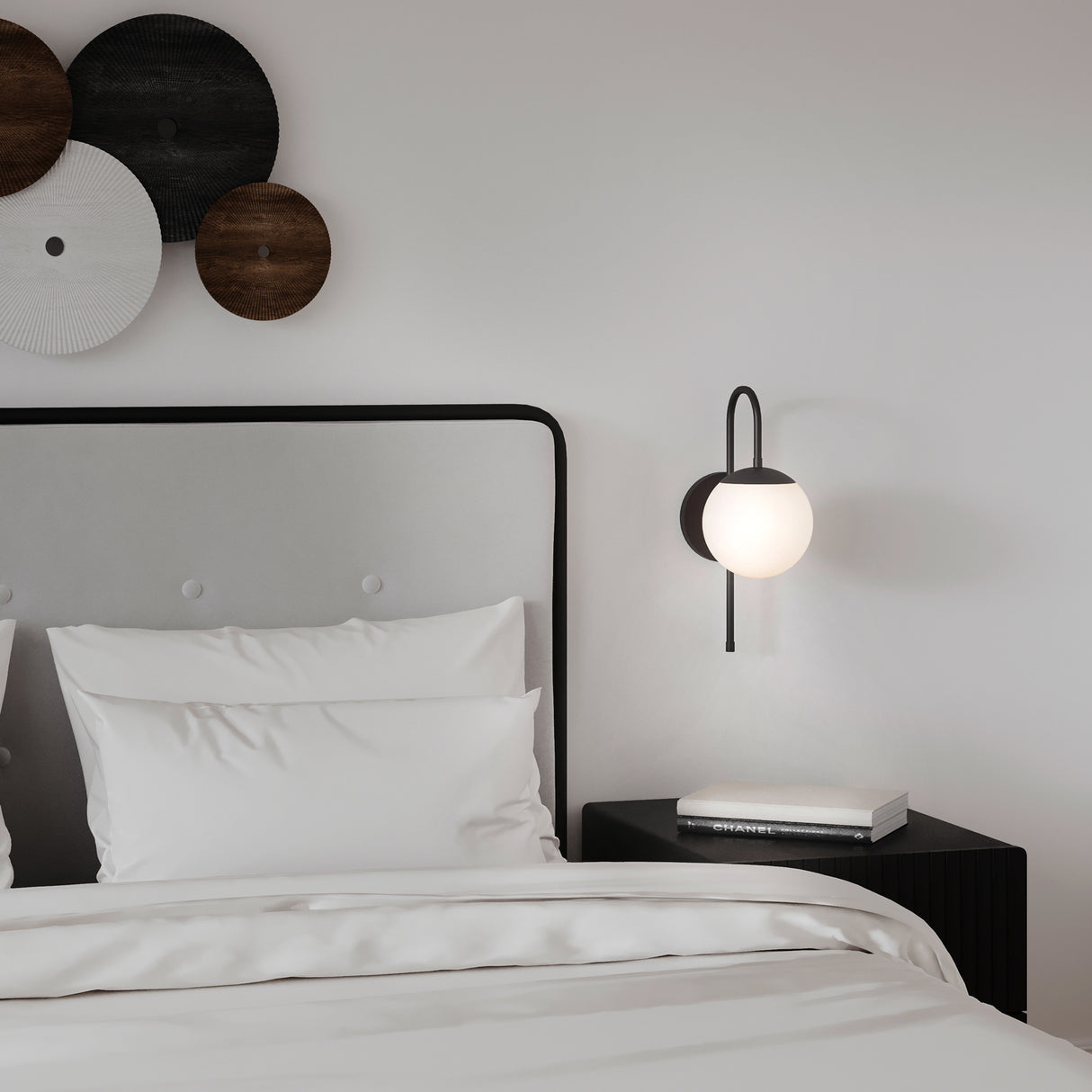 Castell Curved Arm Wall Sconce, Matte Black