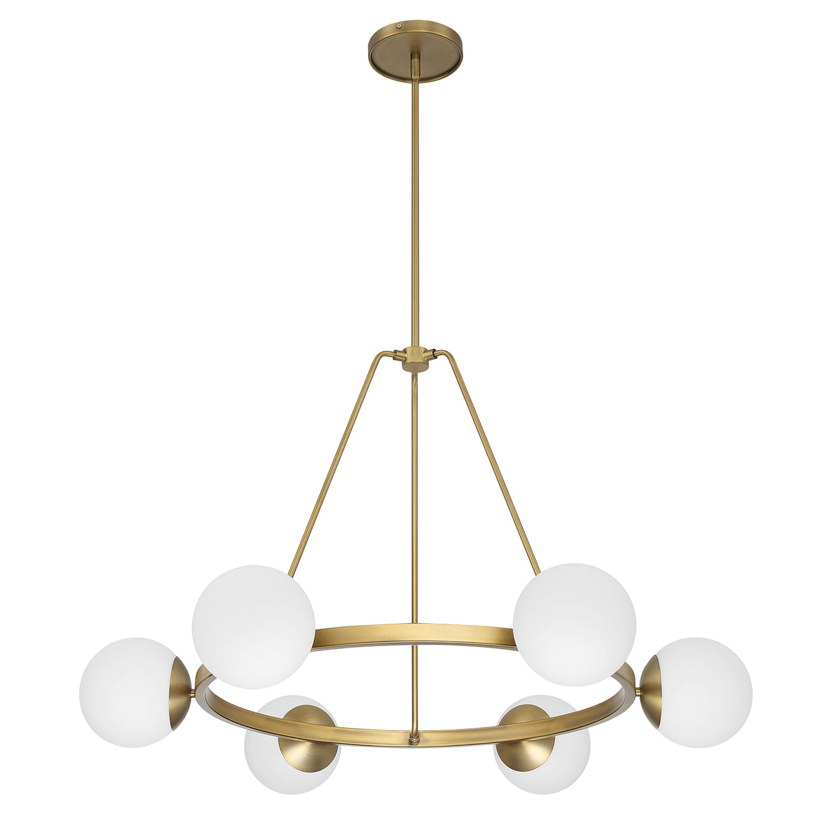 Castell 6 Globe Round Chandelier 36", Aged Brass