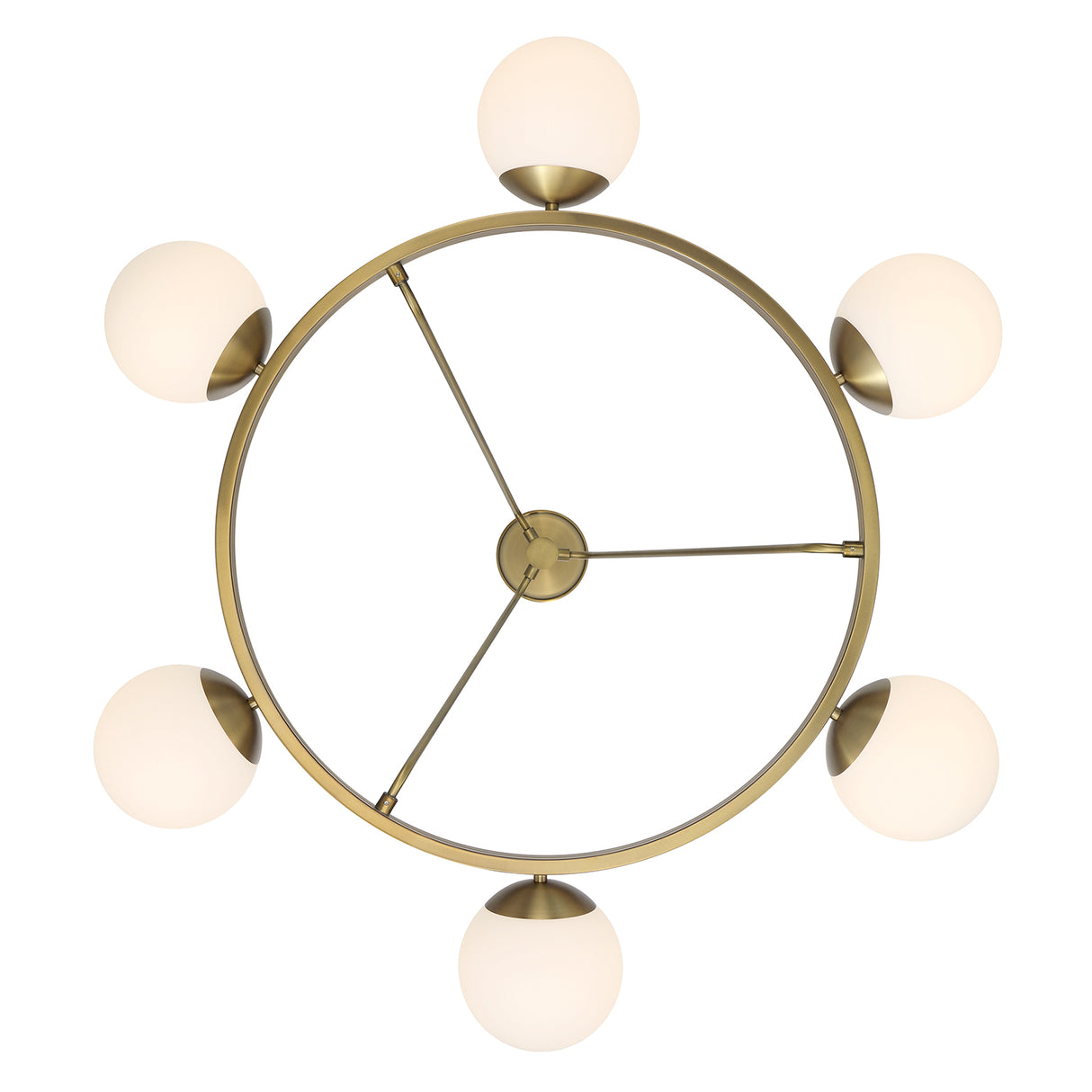 Castell 6 Globe Round Chandelier 36", Aged Brass