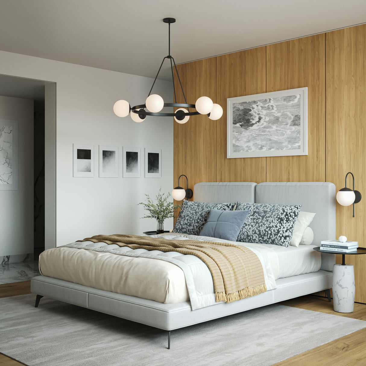 Castell Curved Arm Wall Sconce, Matte Black