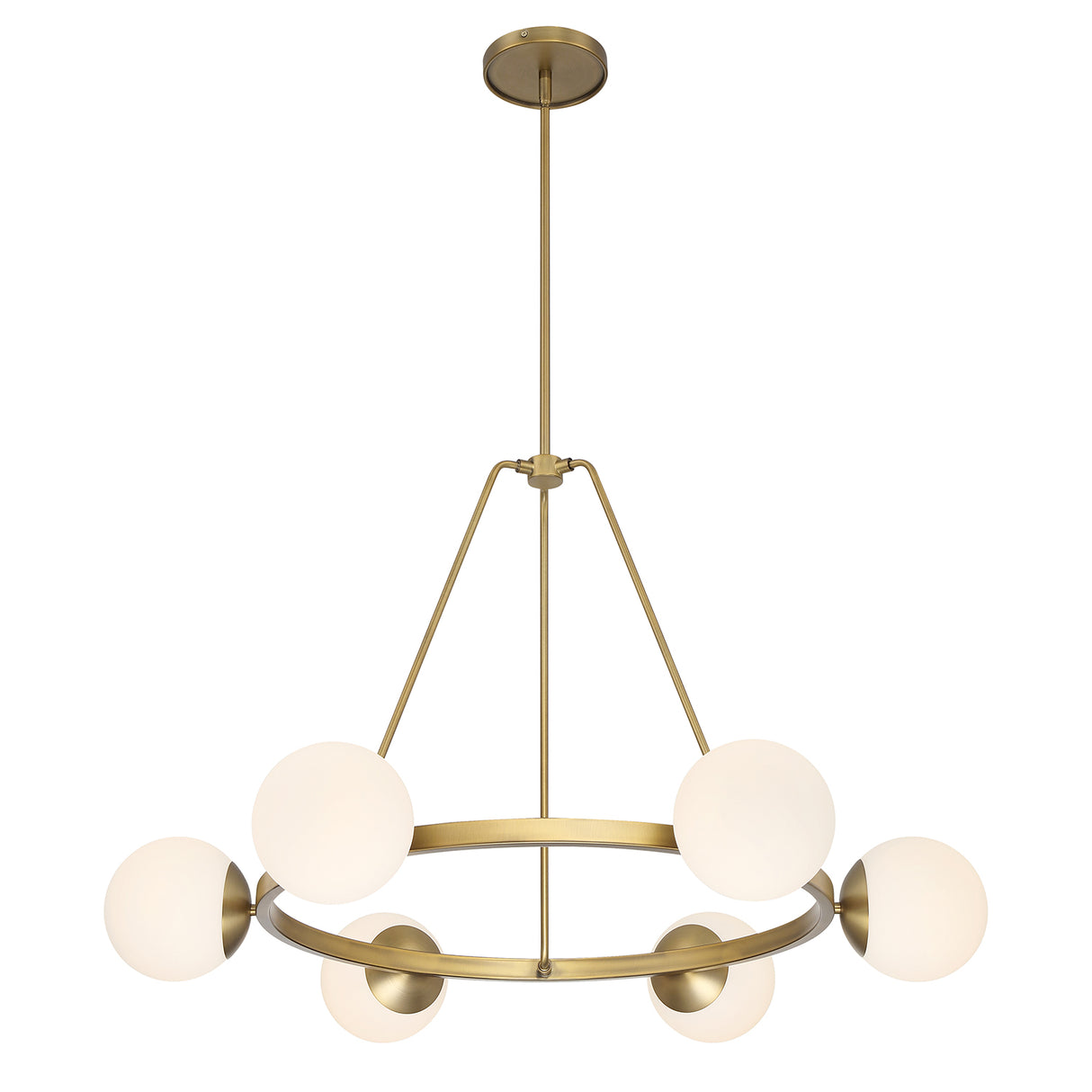 Castell 6 Globe Round Chandelier 36", Aged Brass