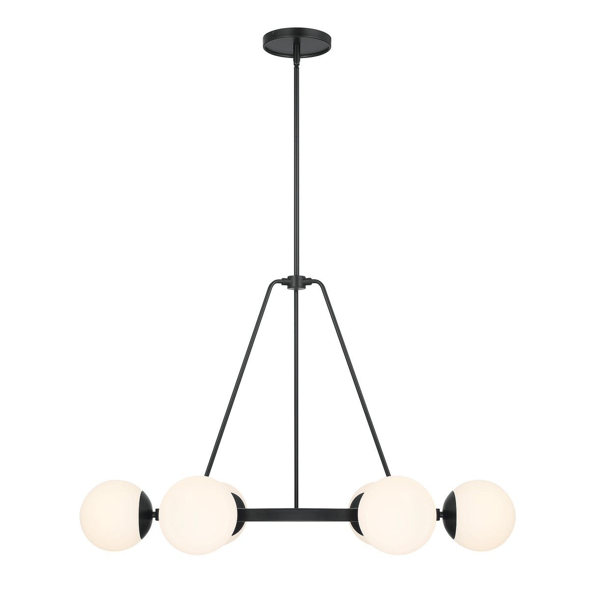Castell 6 Globe Round Chandelier 36", Matte Black