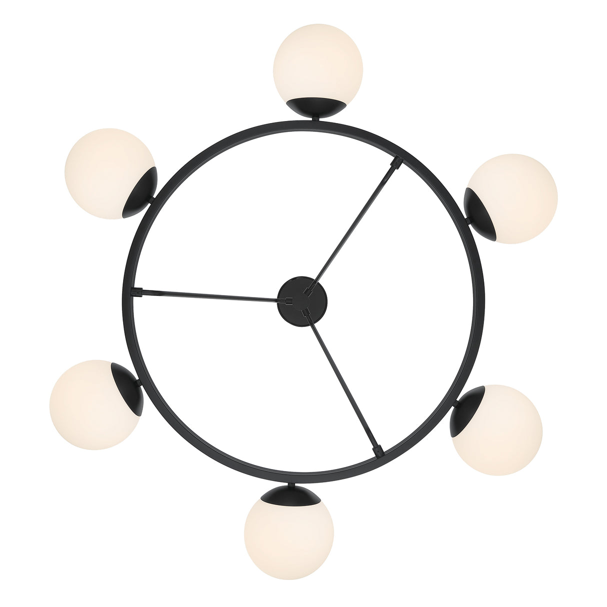 Castell 6 Globe Round Chandelier 36", Matte Black