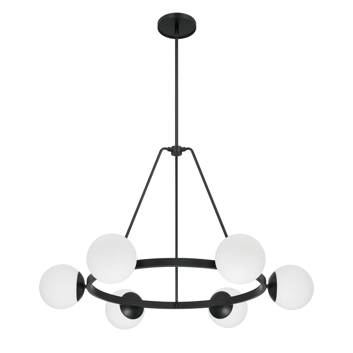 Castell 6 Globe Round Chandelier 36", Matte Black