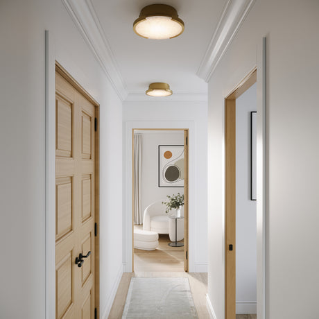 Joni LED Alabaster Flush Mount 14", Aged Brass