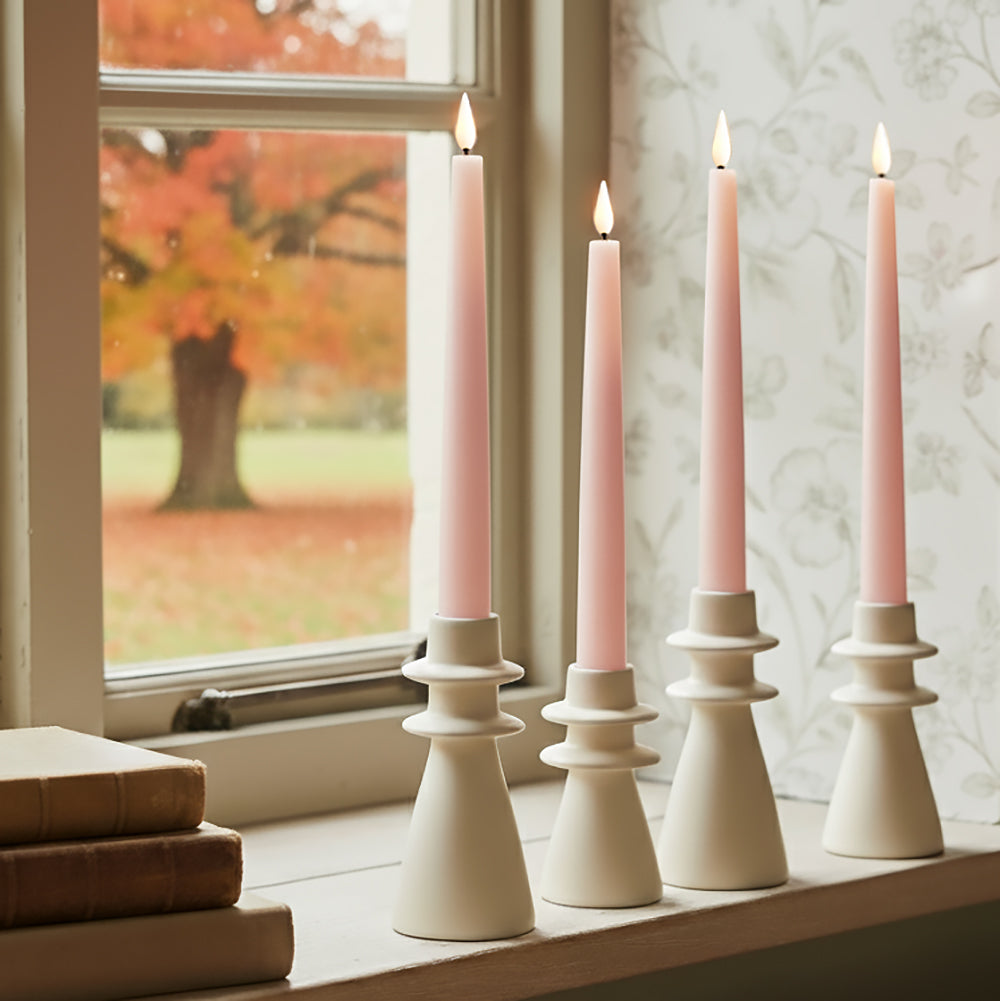 Infinity Wick Pastel Pink 9" Taper Candles, Set of 4