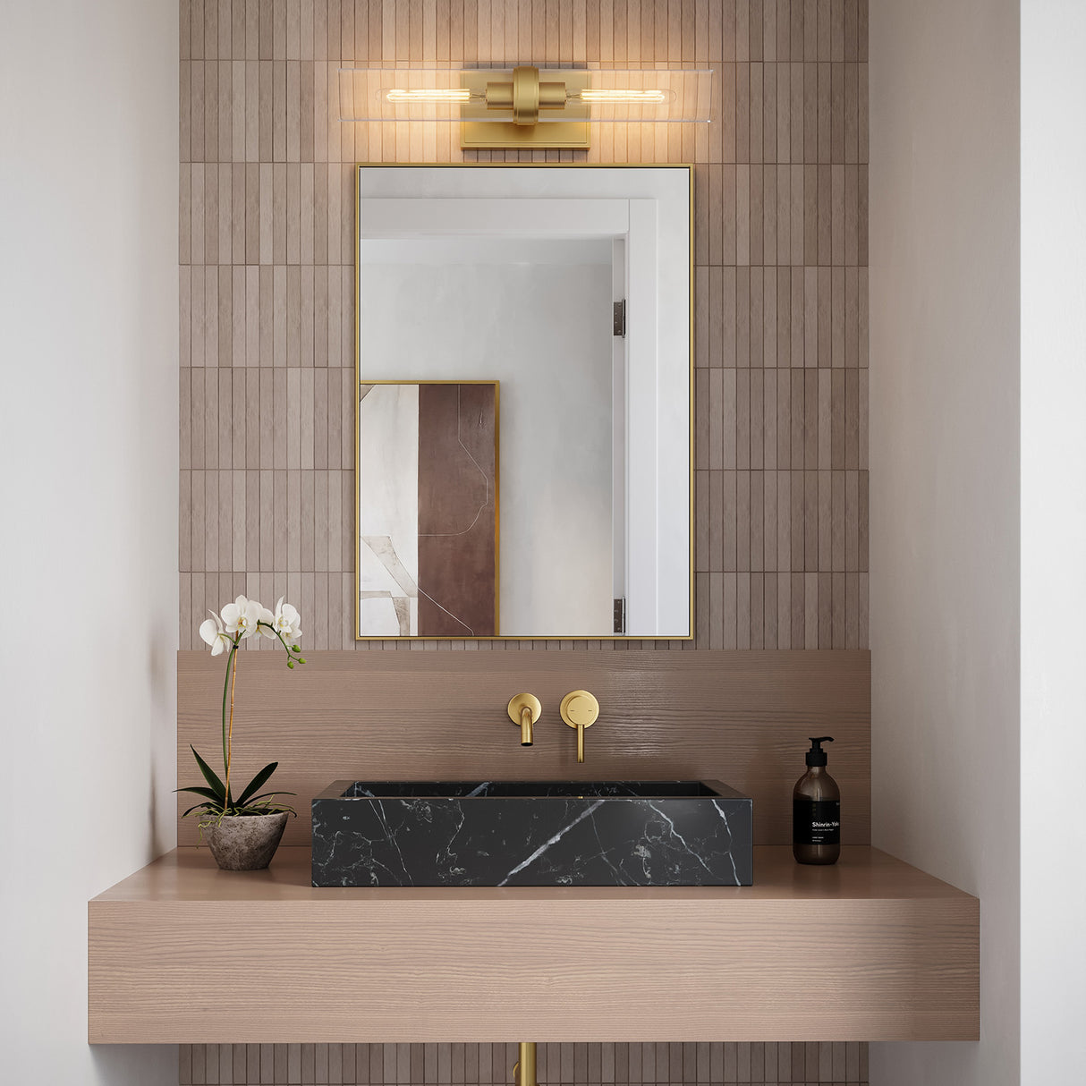 Sutton 2 Light Wall Sconce, Satin Brass