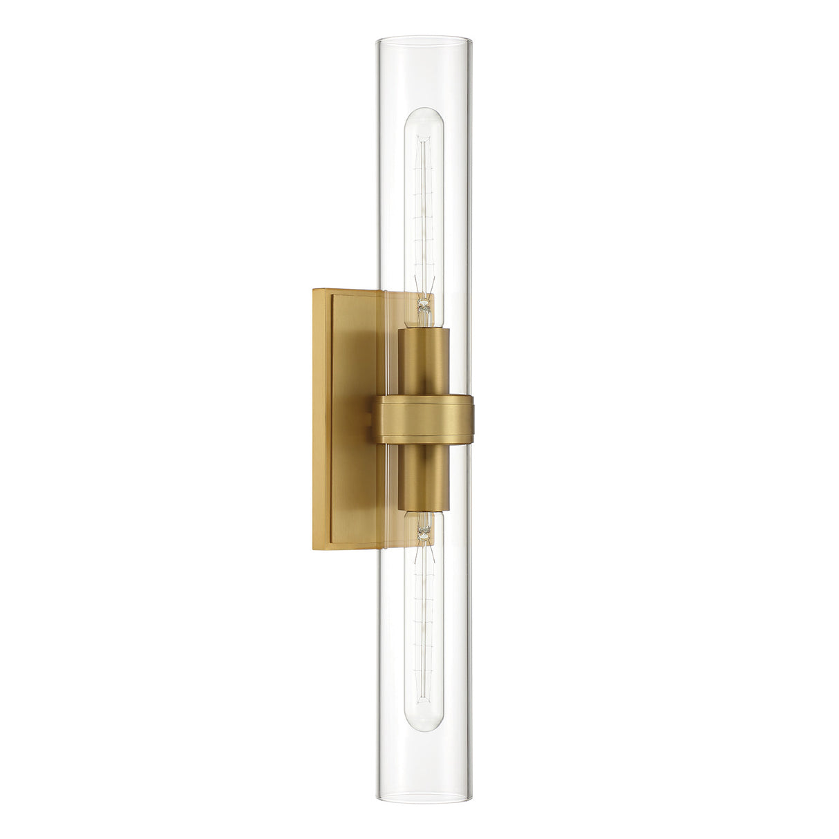 Sutton 2 Light Wall Sconce, Satin Brass